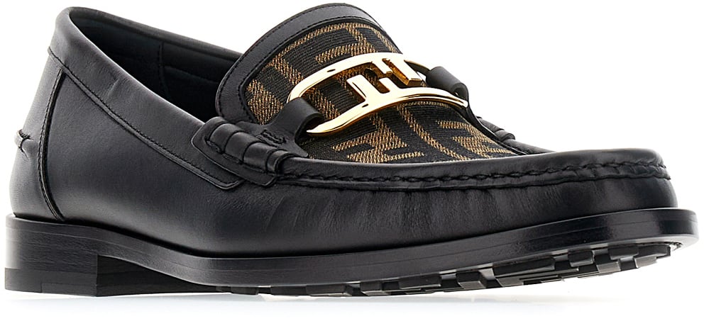Fendi Fendi Black leather O’Lock loafers Zwart