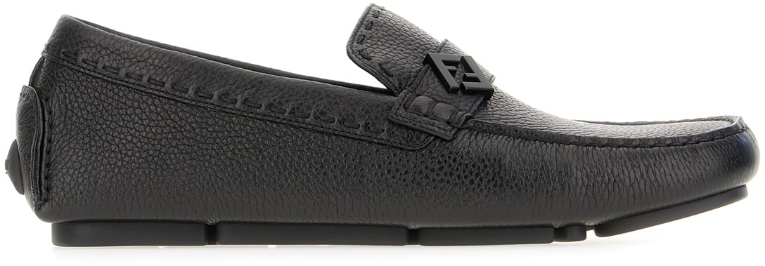 Fendi Fendi Black leather loafers Zwart
