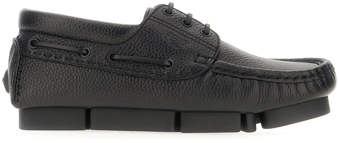 Fendi Fendi Black leather Driver loafers Zwart
