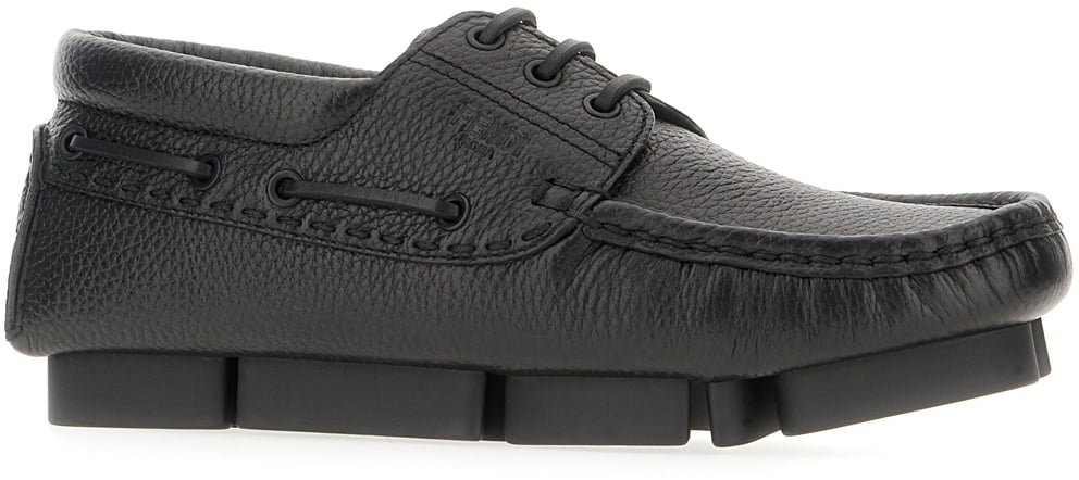 Fendi Fendi Black leather Driver loafers Zwart