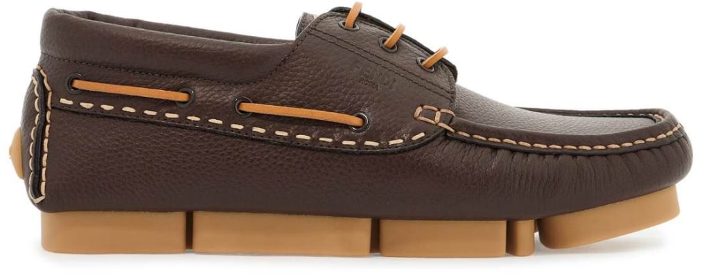 Fendi Deck Logo Lace-up Shoes Bruin