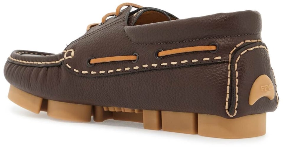 Fendi Deck Logo Lace-up Shoes Bruin