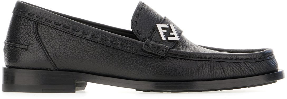 Fendi Fendi Black leather loafers Zwart