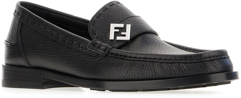 Fendi Fendi Black leather loafers Zwart