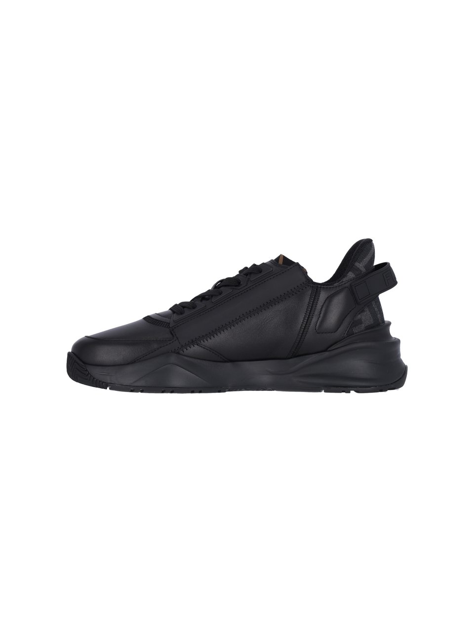 Fendi Black Flow FF Logo Leather Sneakers Zwart