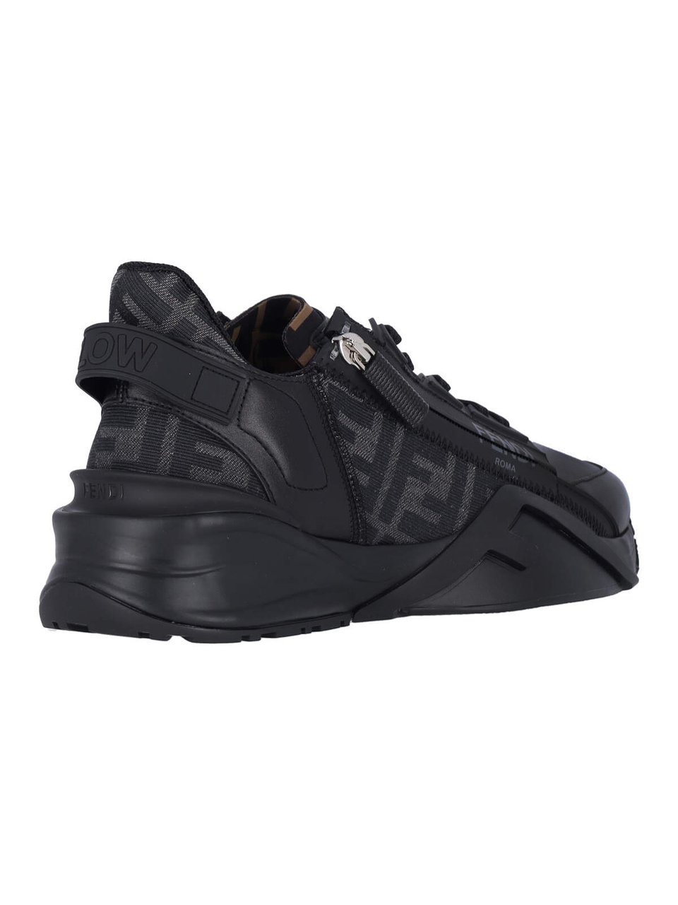 Fendi Black Flow FF Logo Leather Sneakers Zwart