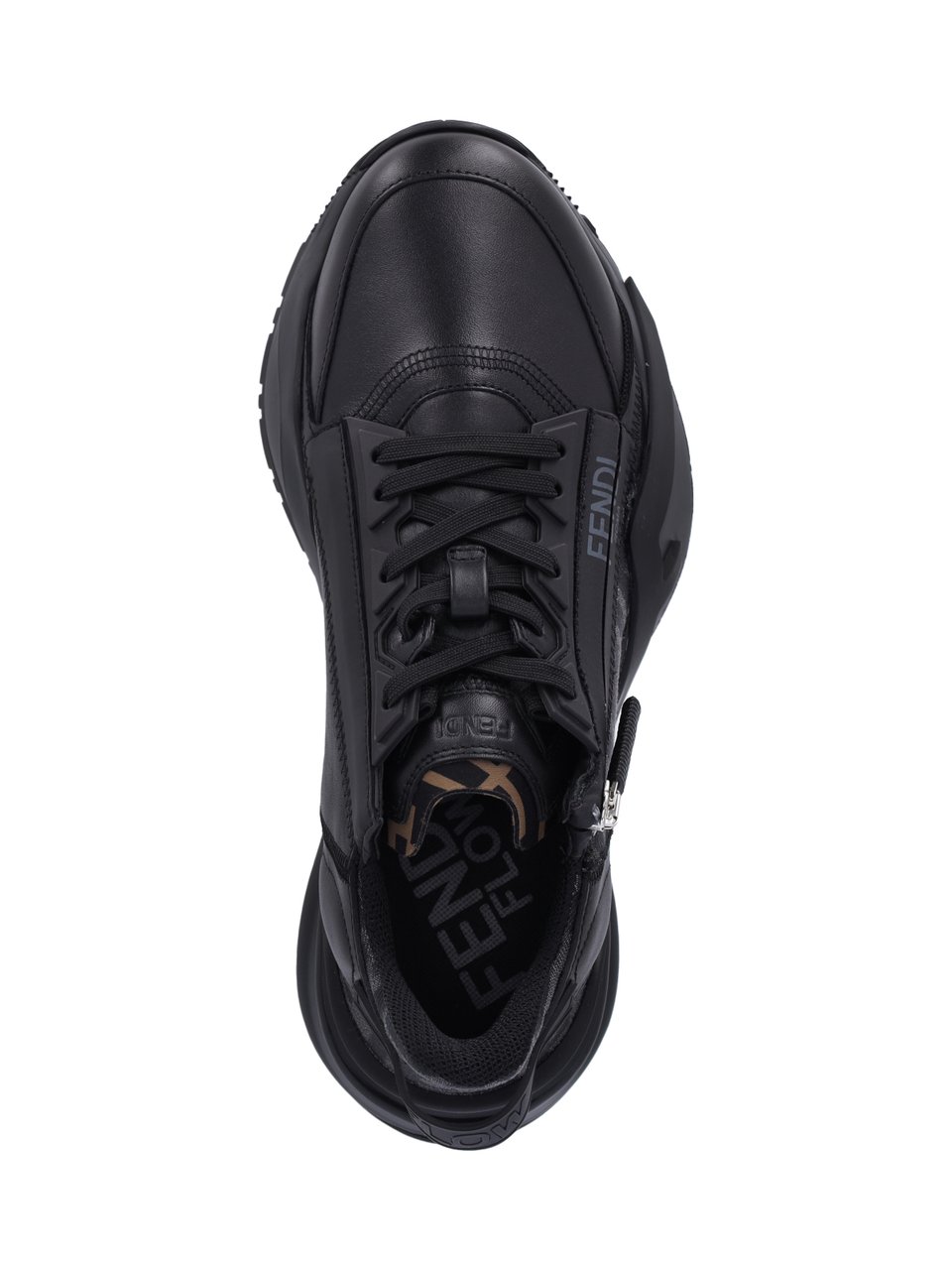 Fendi Black Flow FF Logo Leather Sneakers Zwart