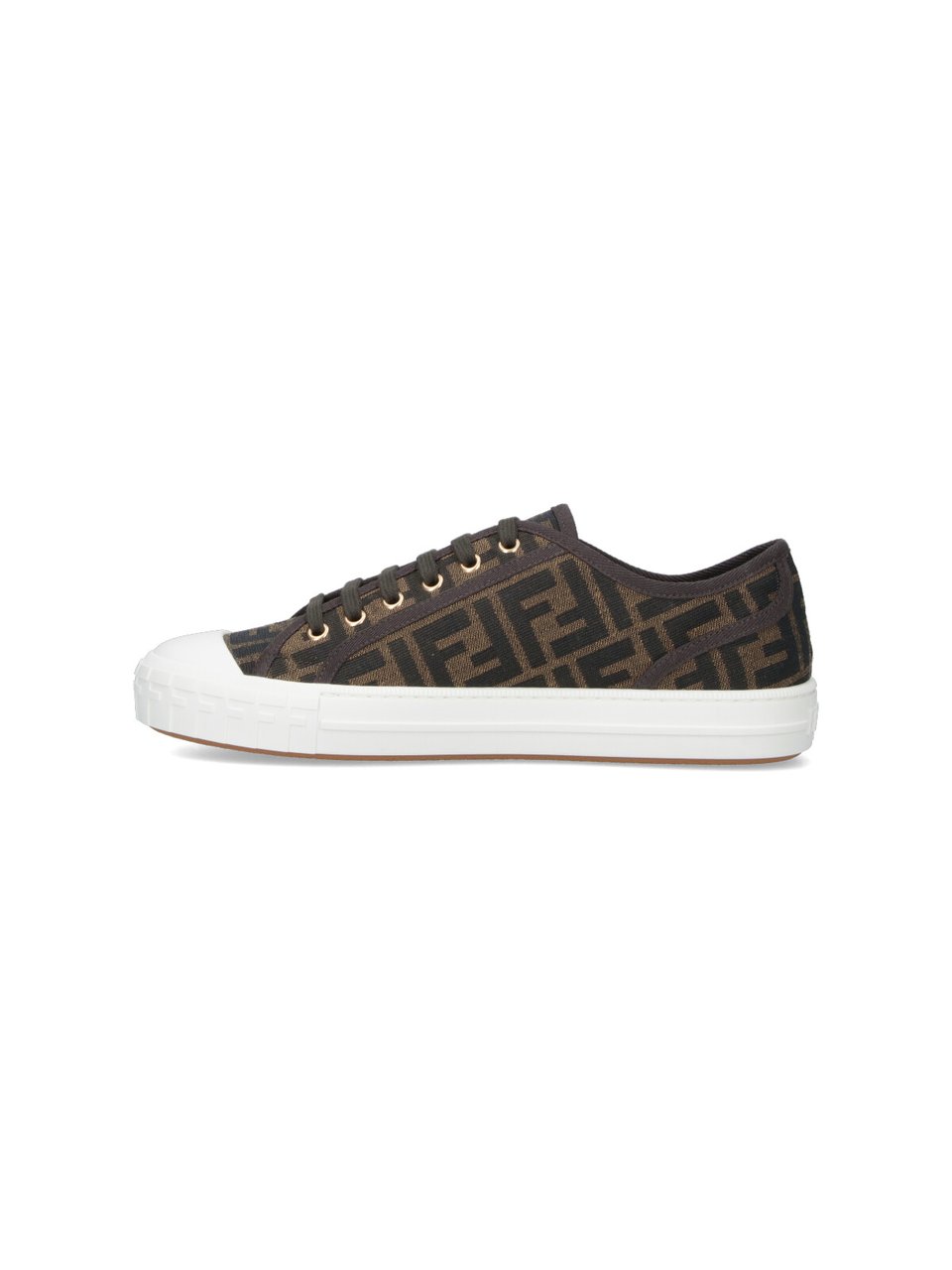 Fendi Brown FF Jacquard Low-Top Sneakers Bruin