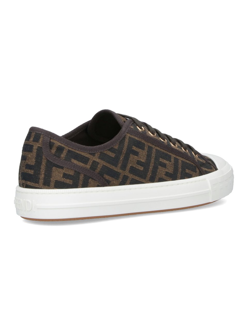 Fendi Brown FF Jacquard Low-Top Sneakers Bruin