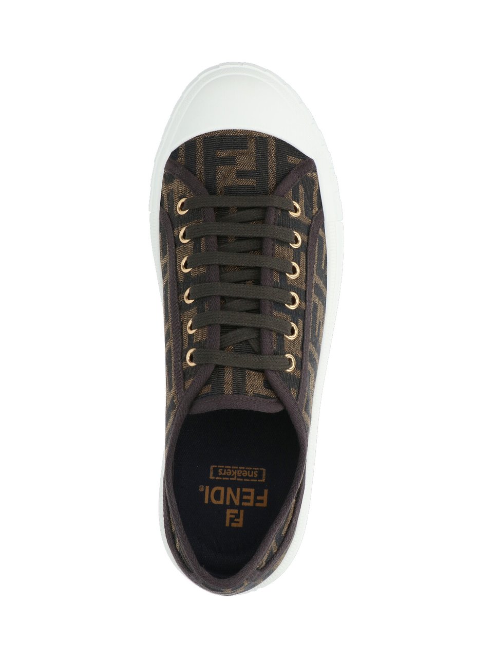 Fendi Brown FF Jacquard Low-Top Sneakers Bruin