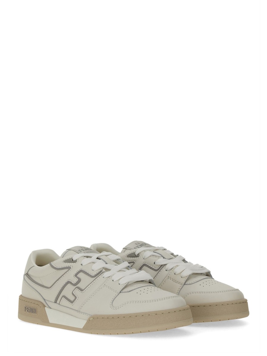 Fendi Low-Top Sneakers with Distinctive Perforated Design and Stitched Logo Neutraal