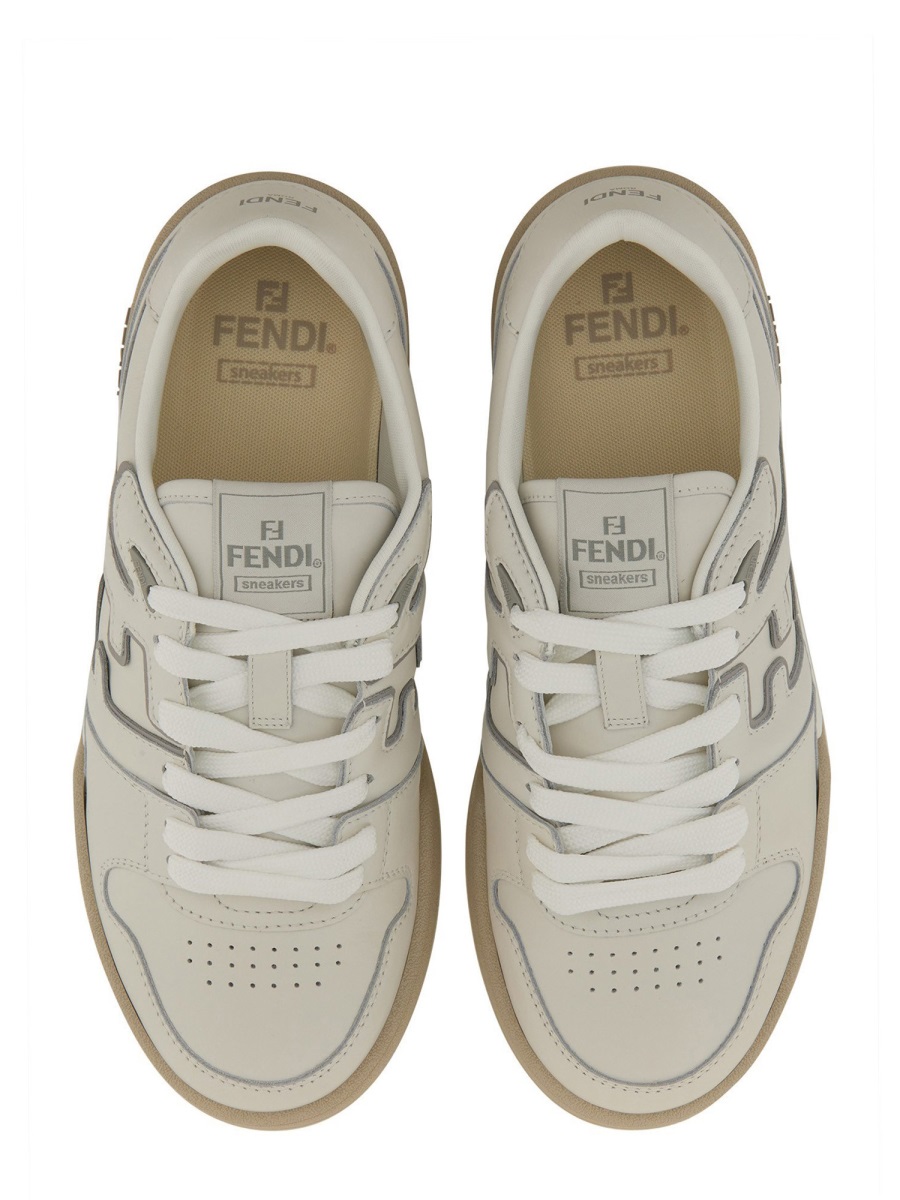 Fendi Low-Top Sneakers with Distinctive Perforated Design and Stitched Logo Neutraal