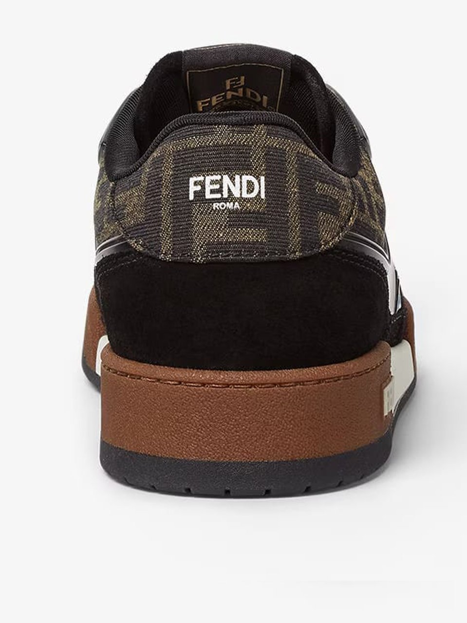 Fendi Dark Brown Monogram Suede Low-Top Sneakers Zwart