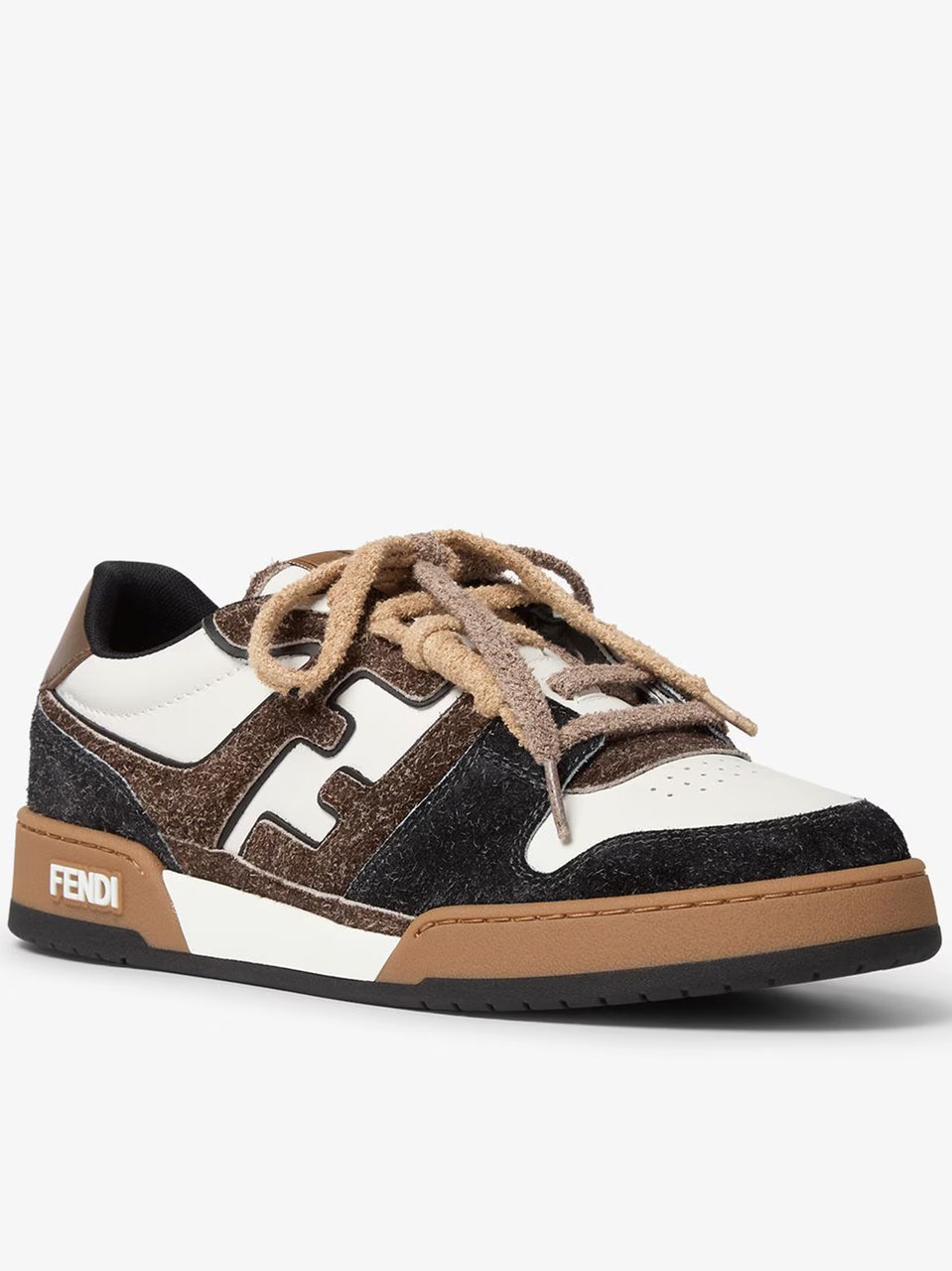 Fendi Match Mix Crosta Low-top Side Logo Sneakers Bruin