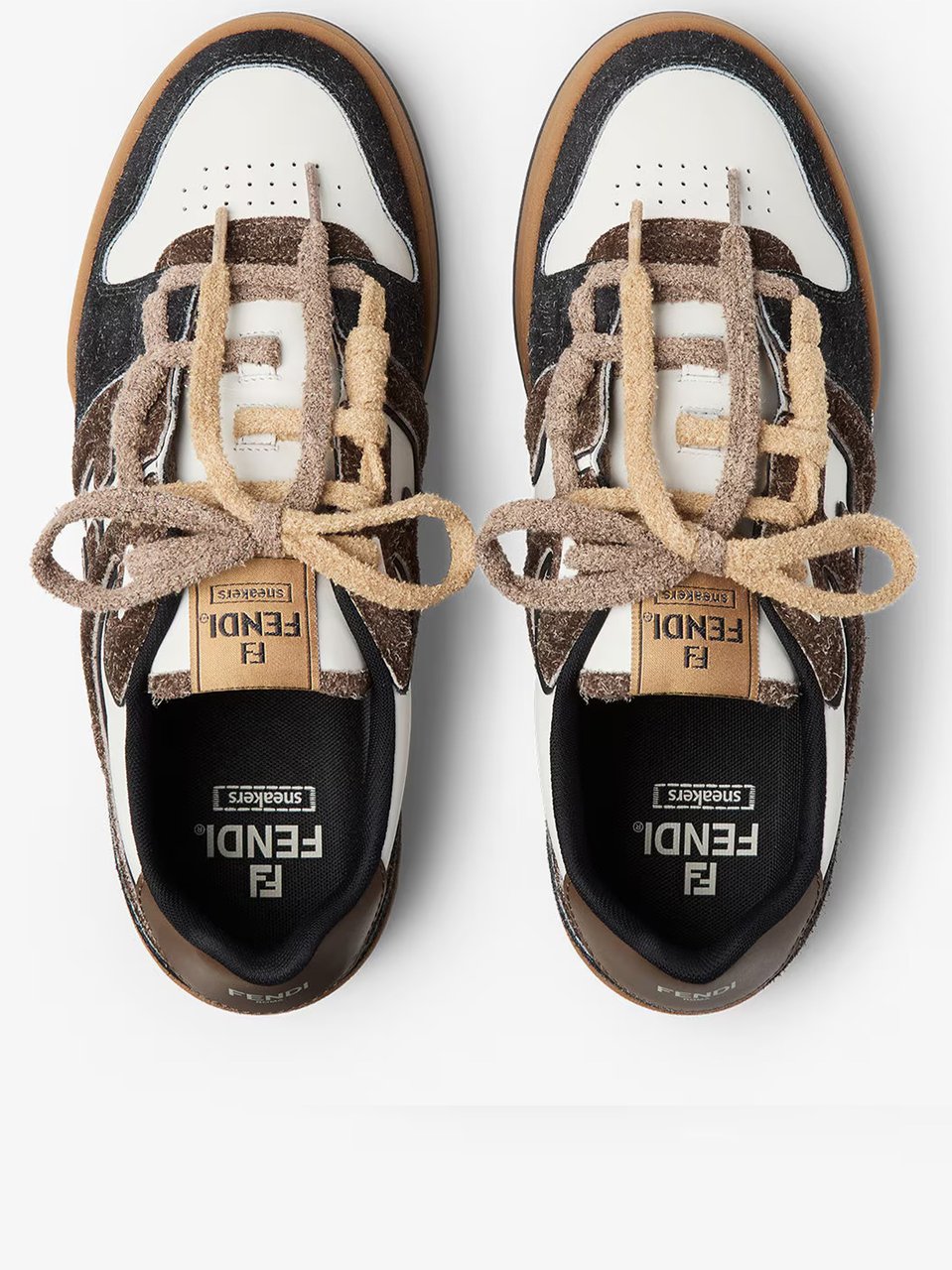 Fendi Match Mix Crosta Low-top Side Logo Sneakers Bruin