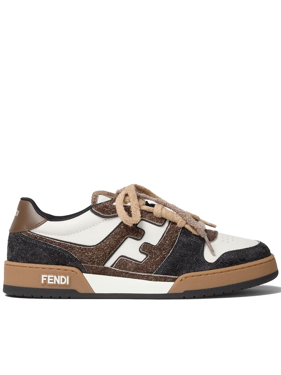Fendi Match Mix Crosta Low-top Side Logo Sneakers Bruin
