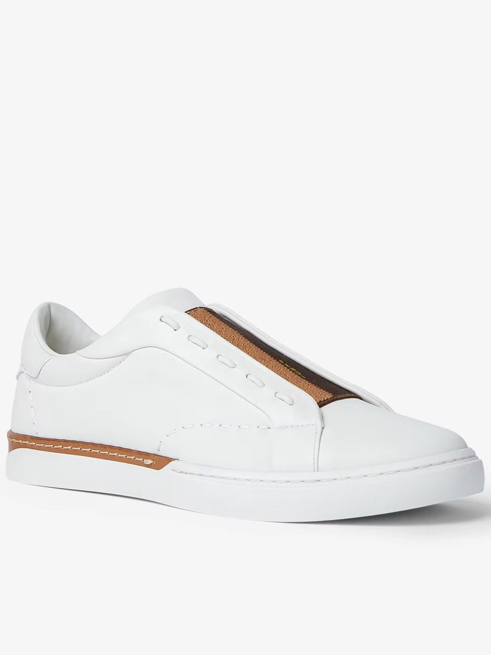 Fendi Low-Top White Leather Sneakers with Distinctive Brown Accents Wit