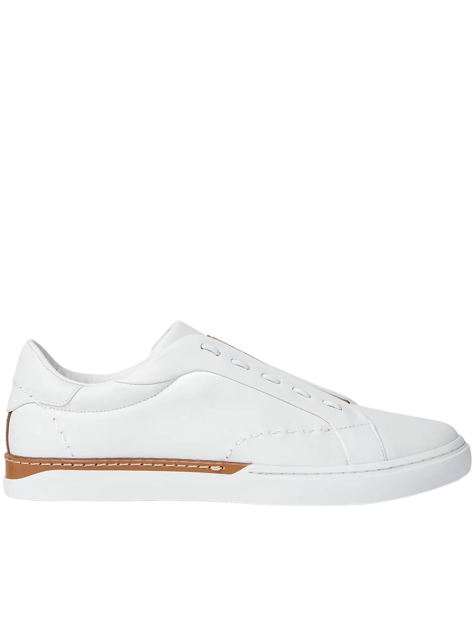 Fendi Low-Top White Leather Sneakers with Distinctive Brown Accents Wit
