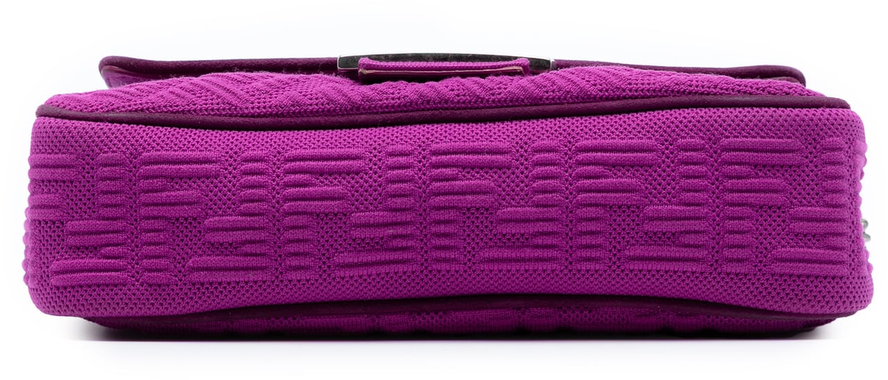 Fendi Zucca Embossed Technical Fabric Chain Midi Baguette Paars