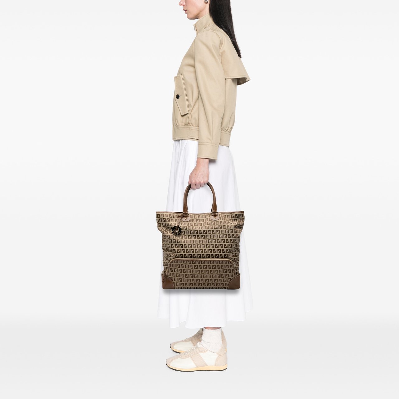 Fendi Zucchino Canvas Chef Shopping Tote Bruin