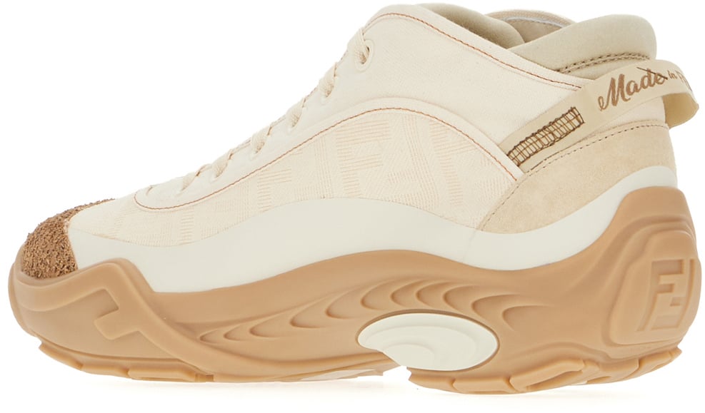 Fendi Fendi Sand canvas Lab sneakers Neutraal