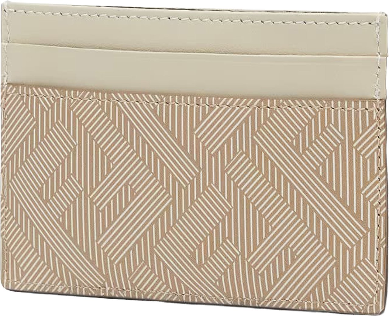 Fendi Shadow FF Pattern Leather Metallic Card Case Neutraal
