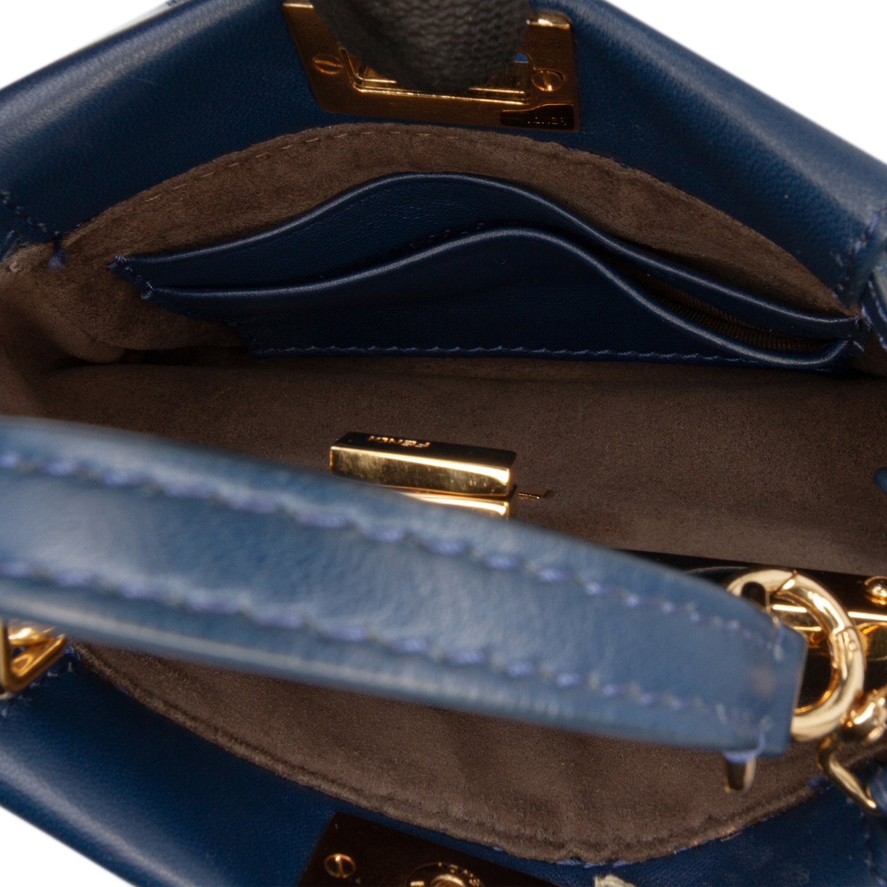 Fendi Micro Shearling Peekaboo Satchel Blauw