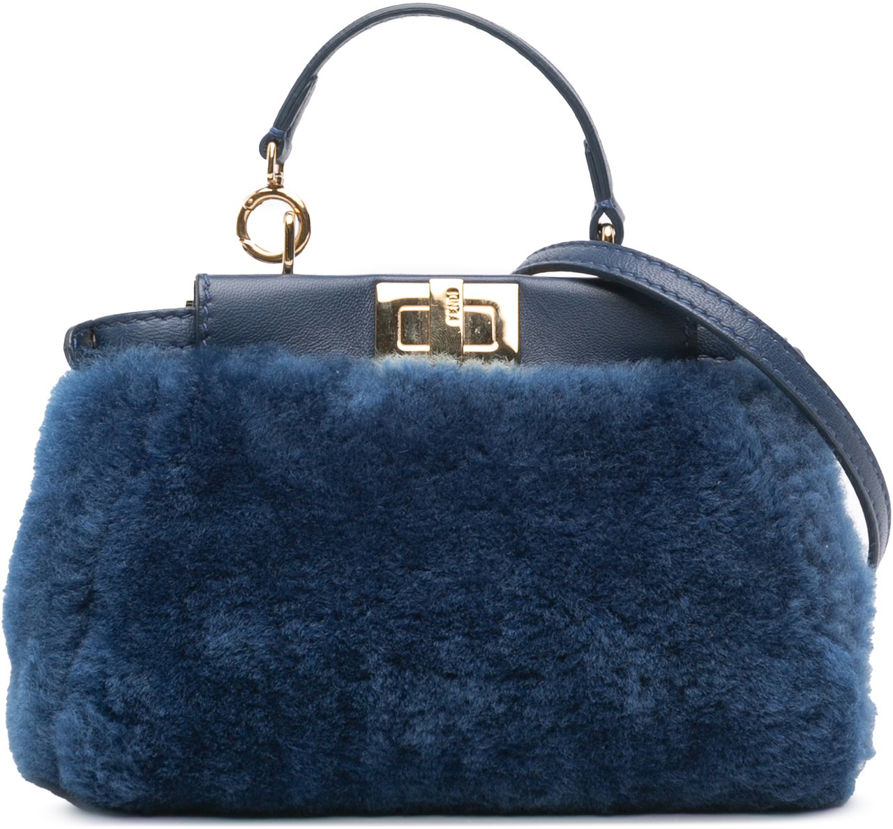 Fendi Micro Shearling Peekaboo Satchel Blauw