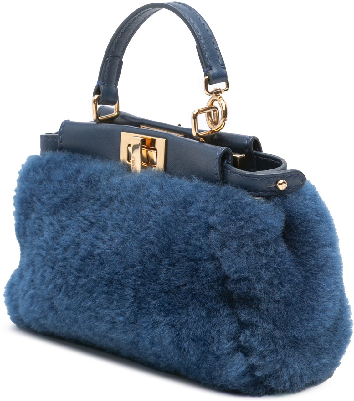 Fendi Micro Shearling Peekaboo Satchel Blauw