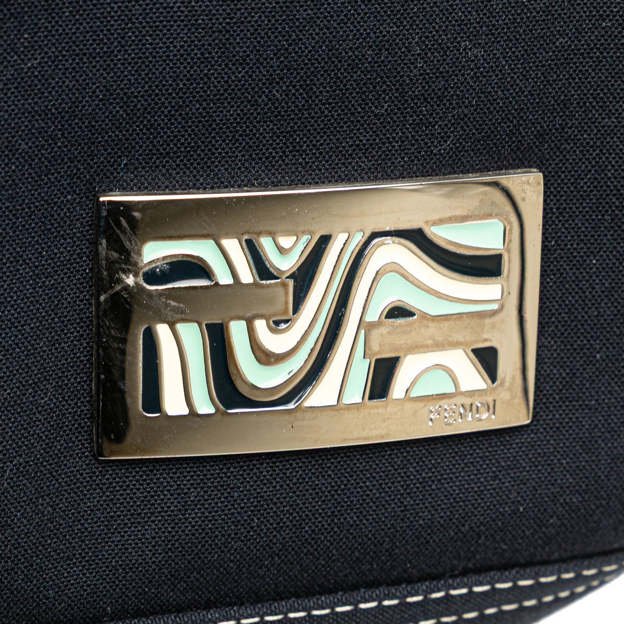 Fendi Canvas FF Marble Shoulder Bag Blauw