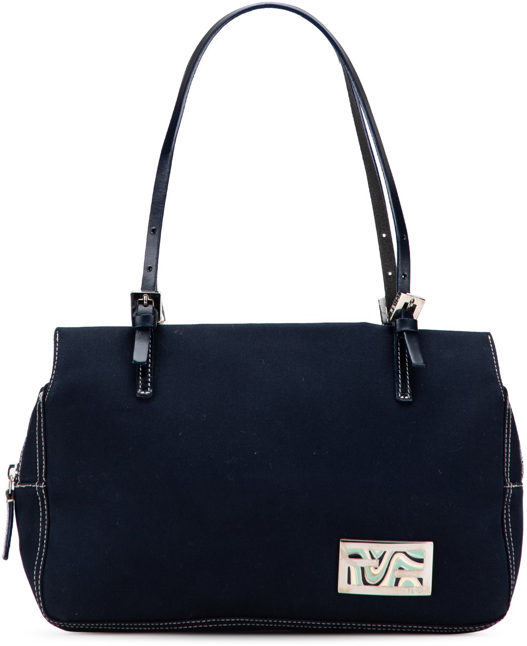 Fendi Canvas FF Marble Shoulder Bag Blauw