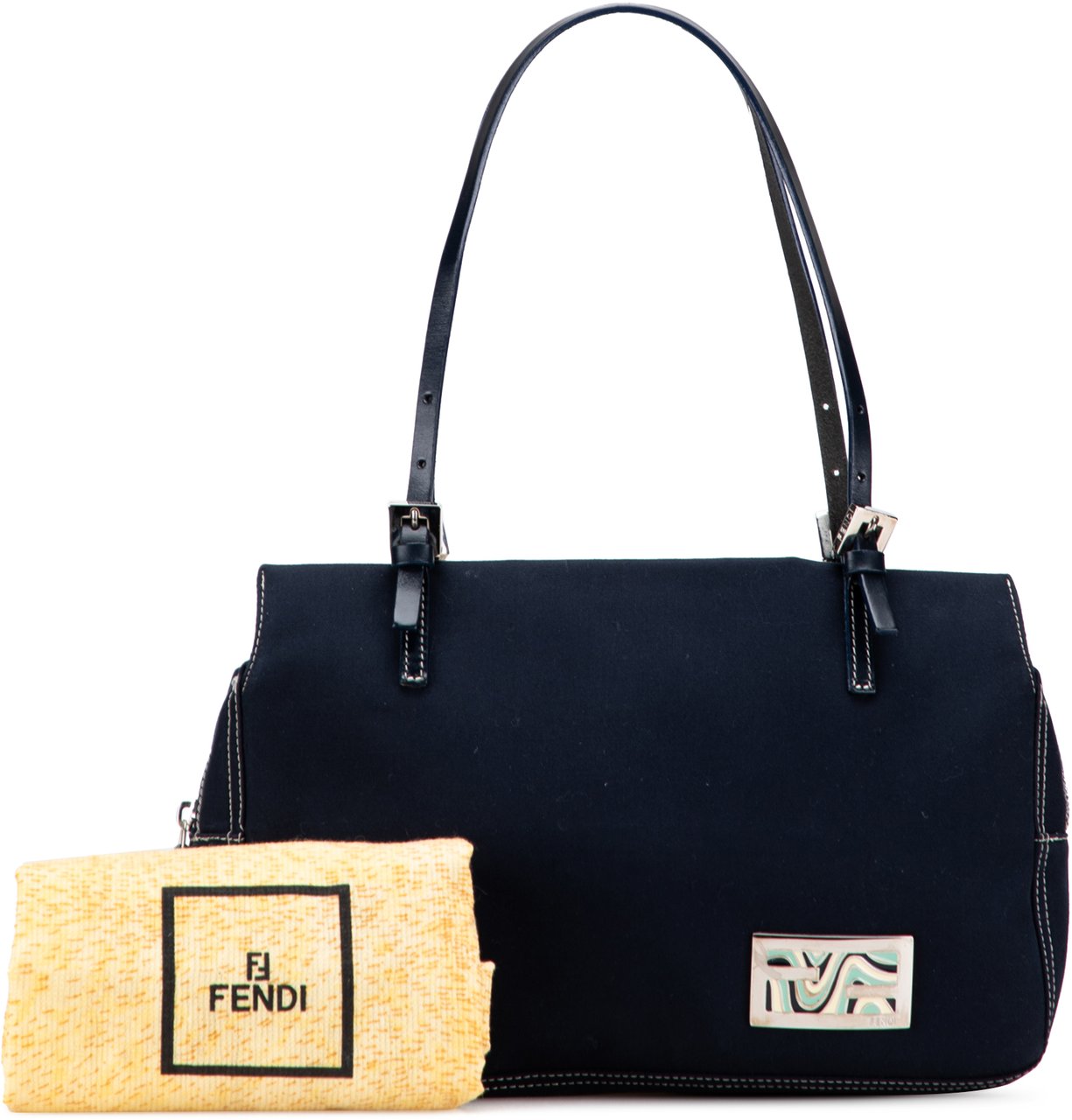 Fendi Canvas FF Marble Shoulder Bag Blauw