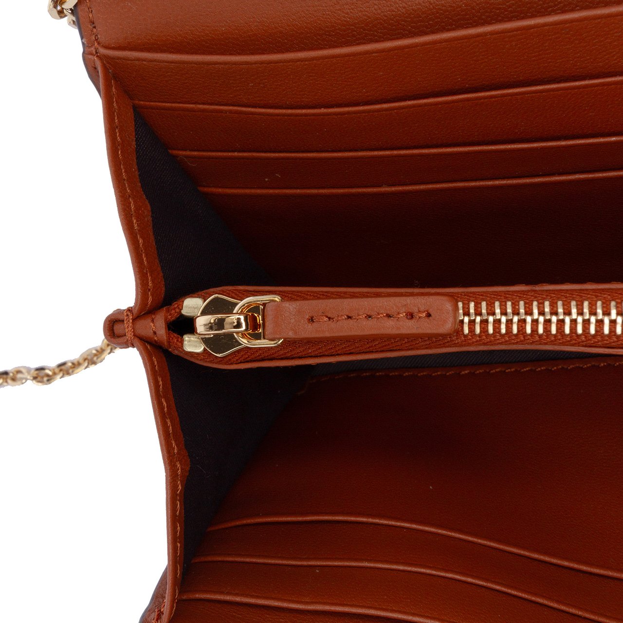 Fendi Zucca Embossed Leather Wallet On Chain Bruin