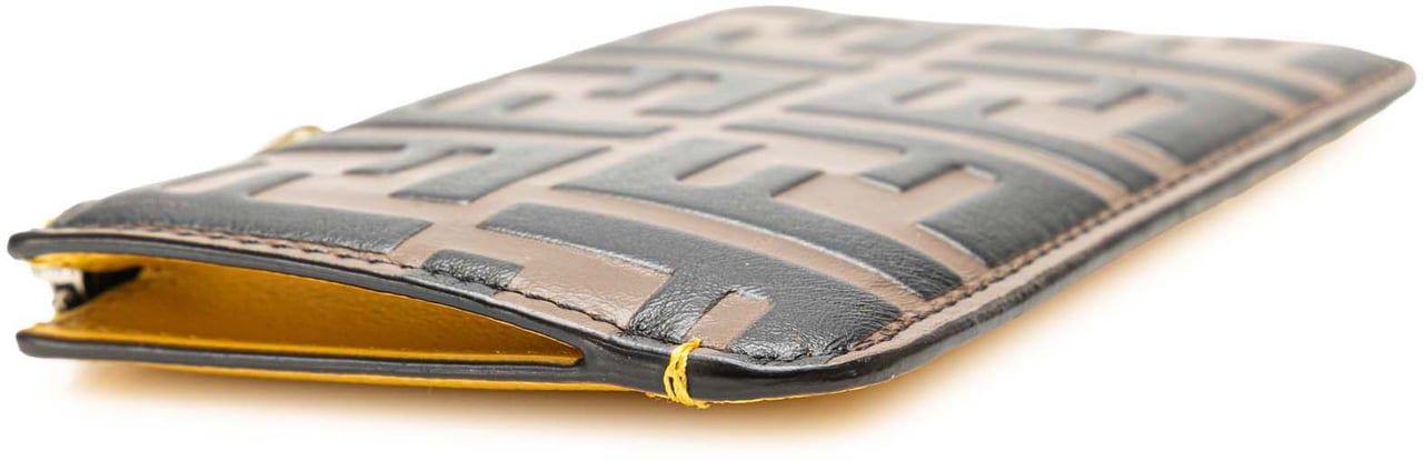 Fendi Zucca Embossed Leather Coin Pouch Bruin