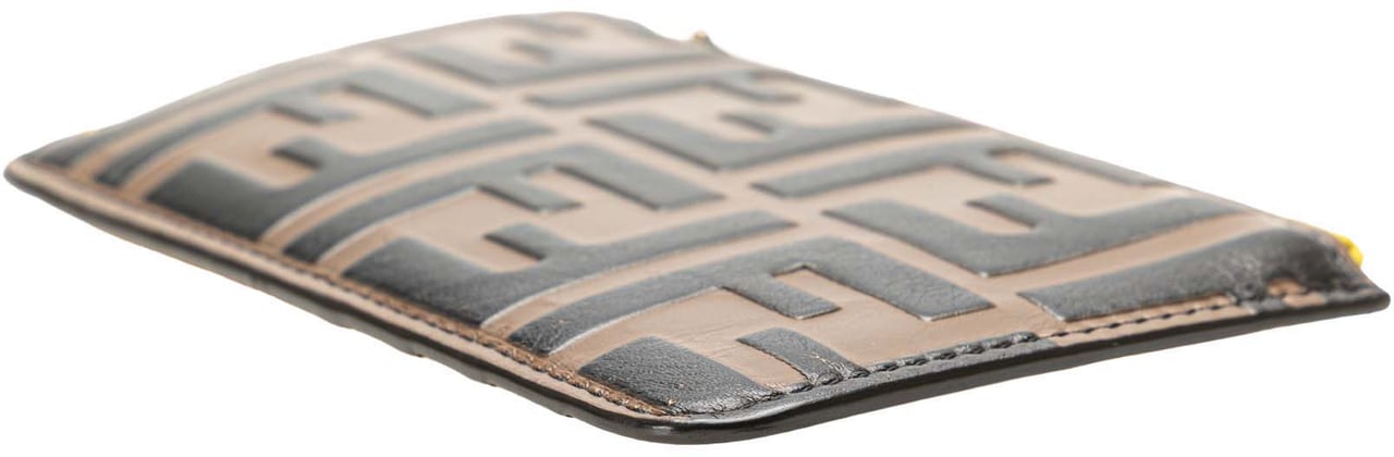 Fendi Zucca Embossed Leather Coin Pouch Bruin