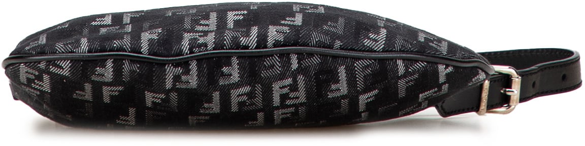 Fendi Zucchino Denim Oyster Shoulder Bag Zwart