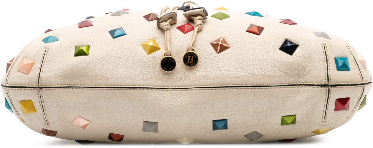 Fendi Medium Studded Leather B Fab Drawstring Tote Wit