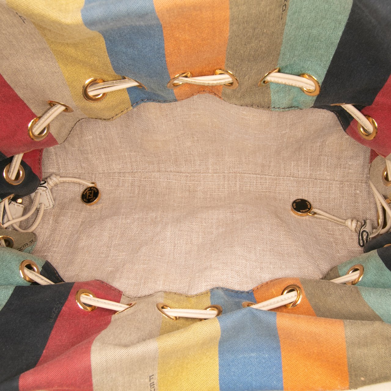 Fendi Medium Studded Leather B Fab Drawstring Tote Wit