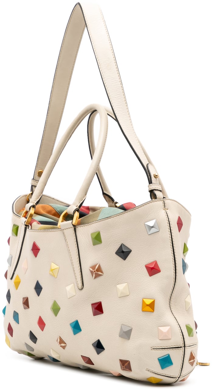 Fendi Medium Studded Leather B Fab Drawstring Tote Wit