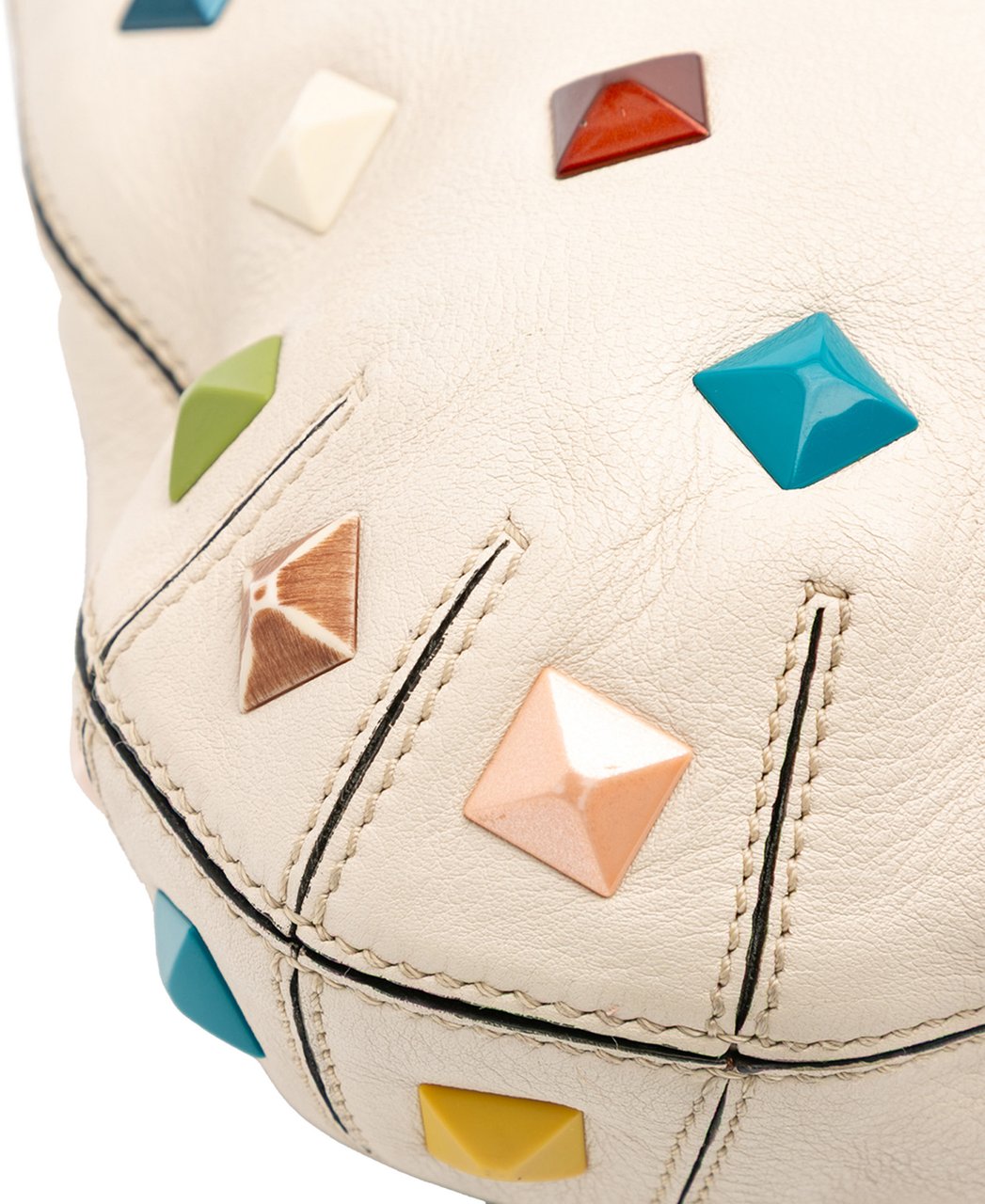 Fendi Medium Studded Leather B Fab Drawstring Tote Wit