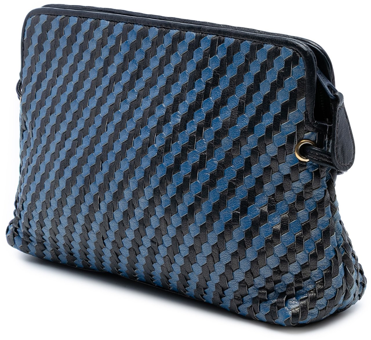 Fendi Woven Leather FF Crossbody Blauw