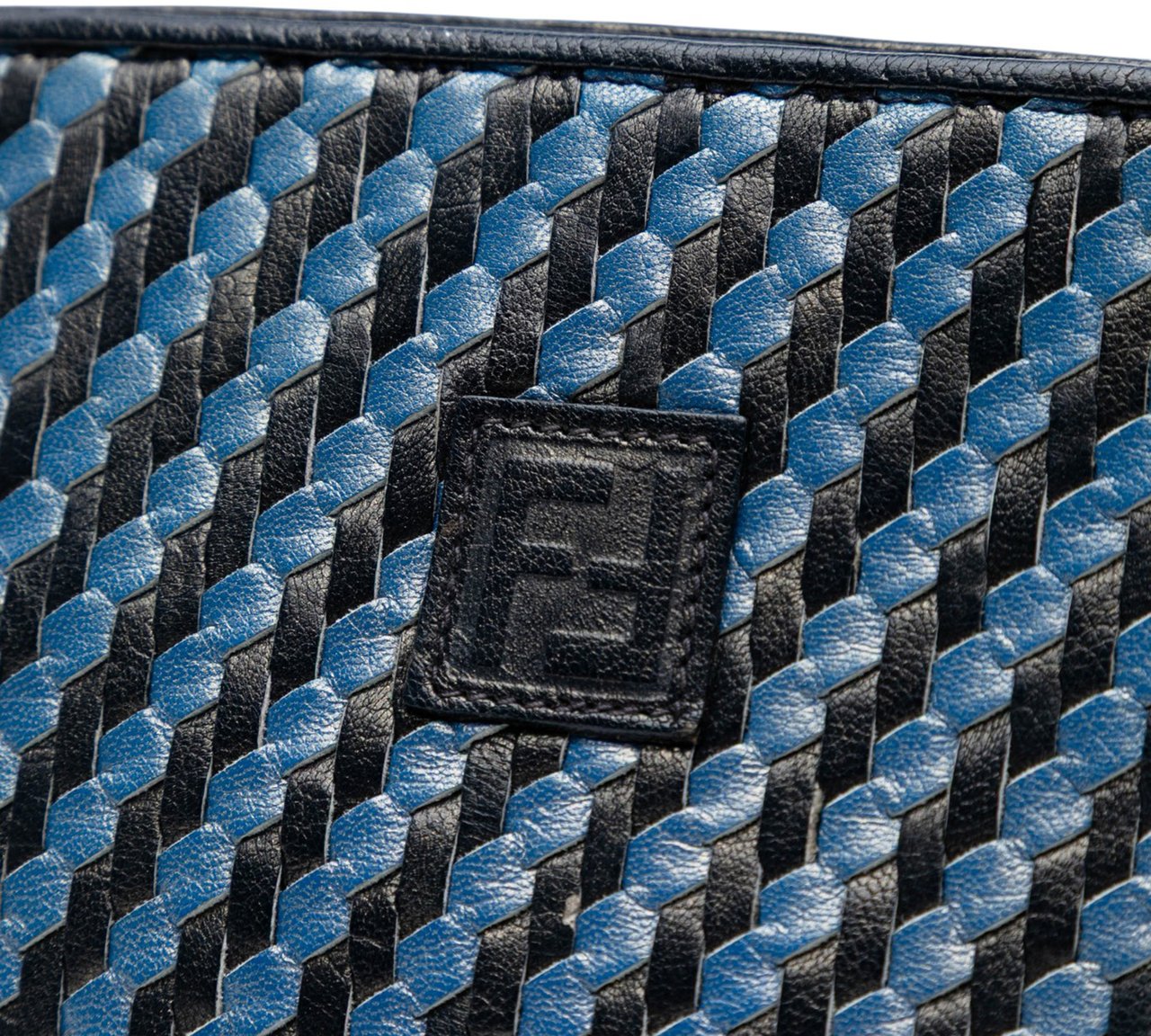 Fendi Woven Leather FF Crossbody Blauw