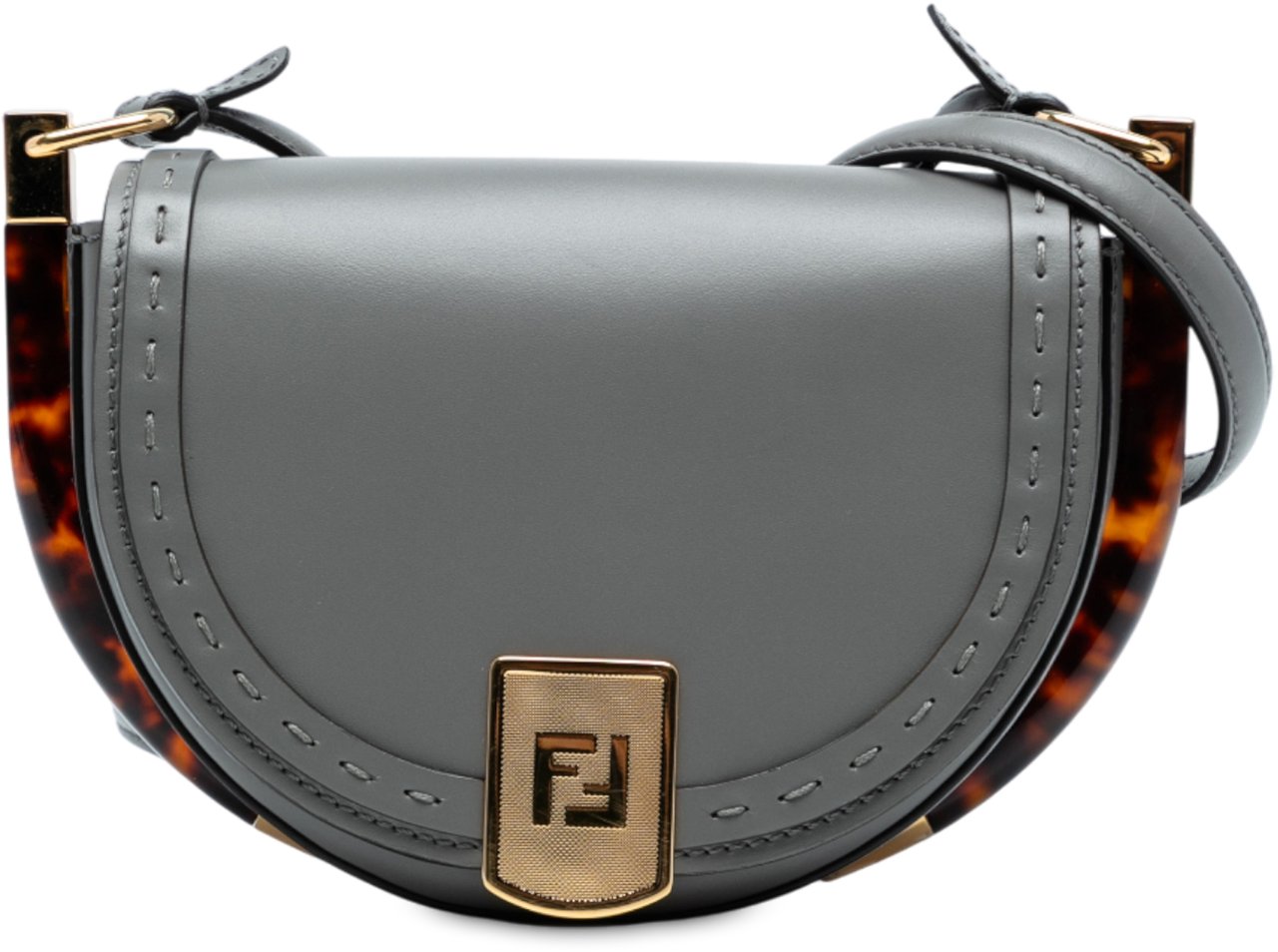 Fendi Leather Moonlight Crossbody Grijs