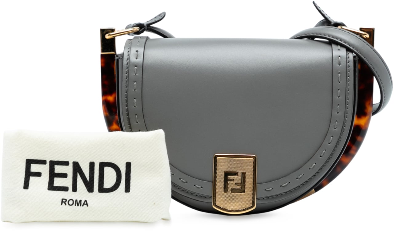 Fendi Leather Moonlight Crossbody Grijs