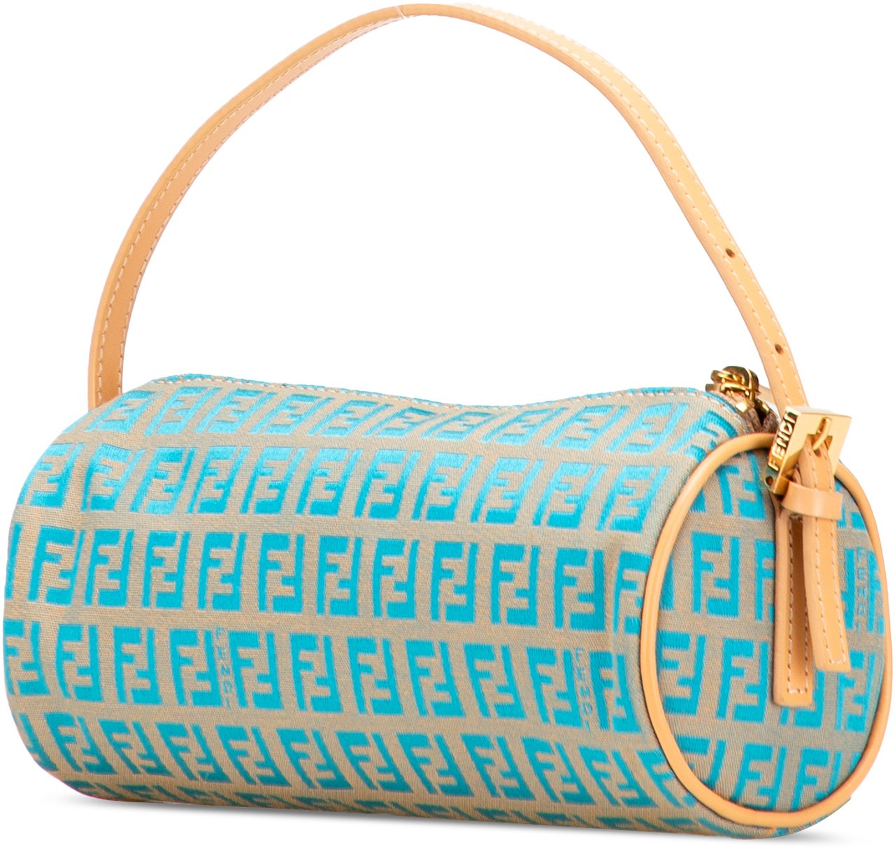 Fendi Zucchino Canvas Barrel Pochette Bruin