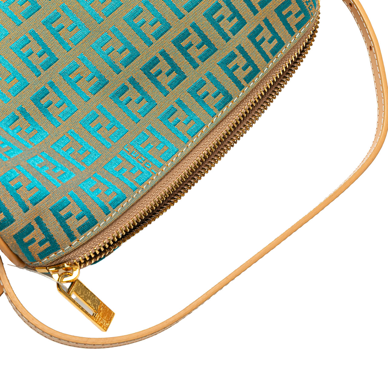 Fendi Zucchino Canvas Barrel Pochette Bruin