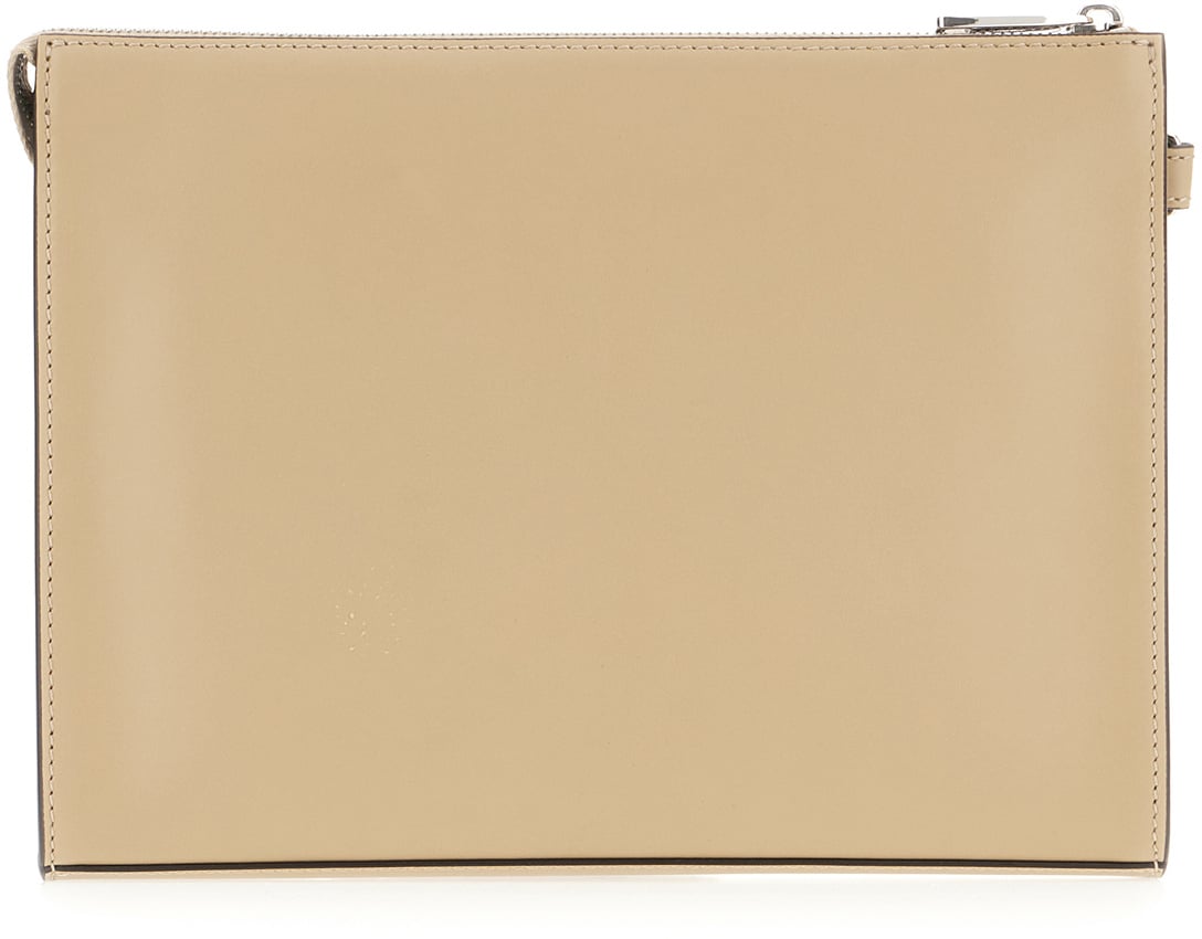 Fendi Fendi Cappuccino leather clutch Bruin