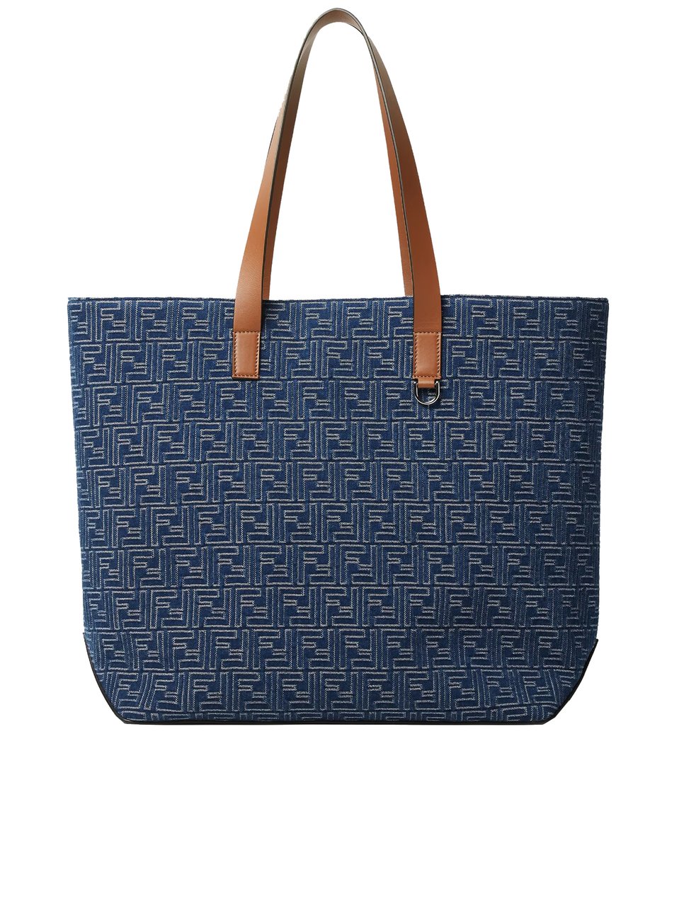 Fendi Blue Geometric Pattern Leather Accent Tote Groen