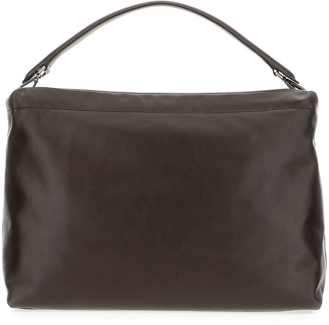 Fendi Fendi Dark brown leather maxi Flux handbag Bruin