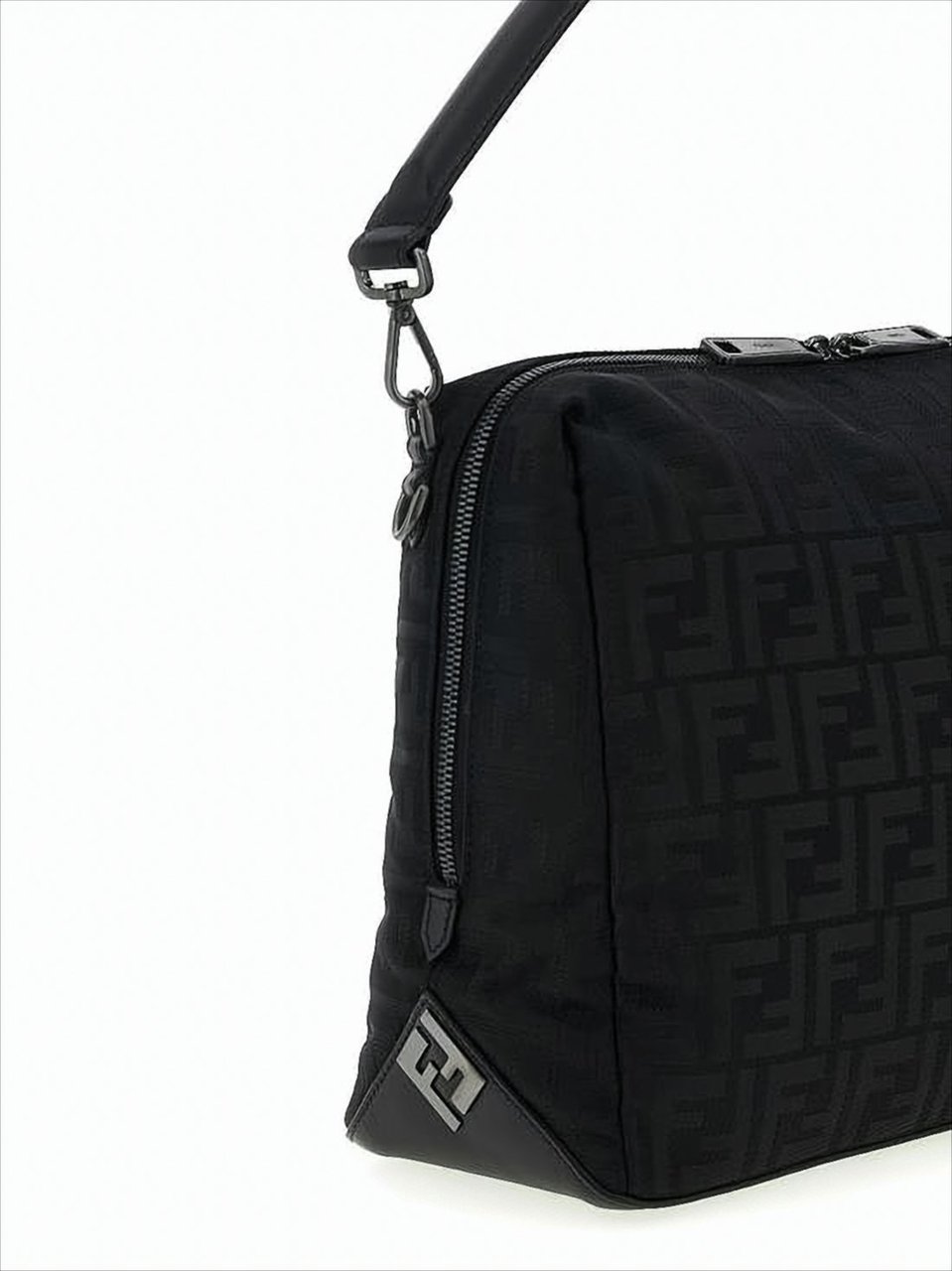Fendi Monogram He Polyamide Shoulder Bag Zwart
